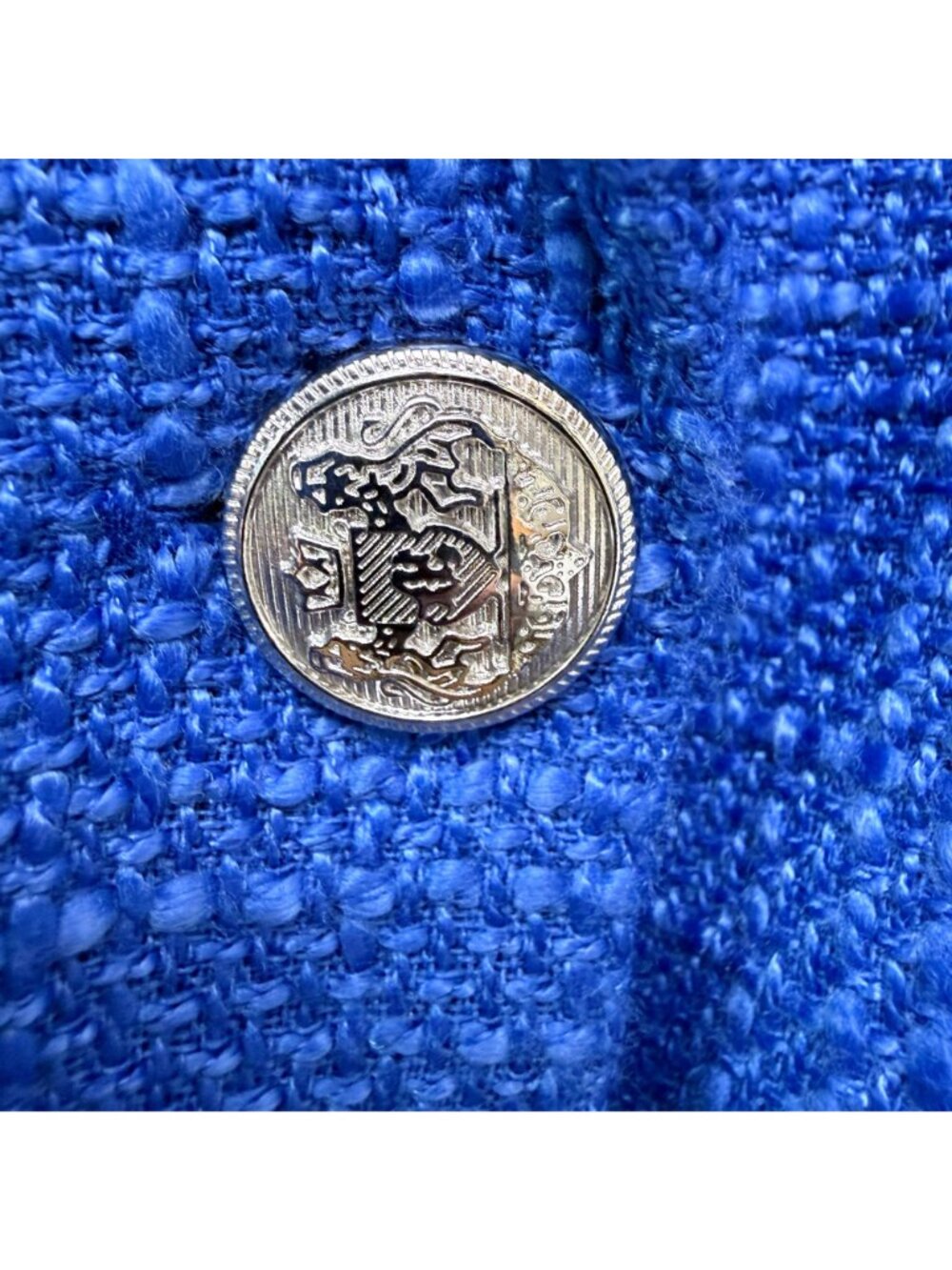 Ellen Tracy Boucle Blazer Size XL Cobalt Blue Double Breasted Womens Jacket NWT - Picture 9 of 14